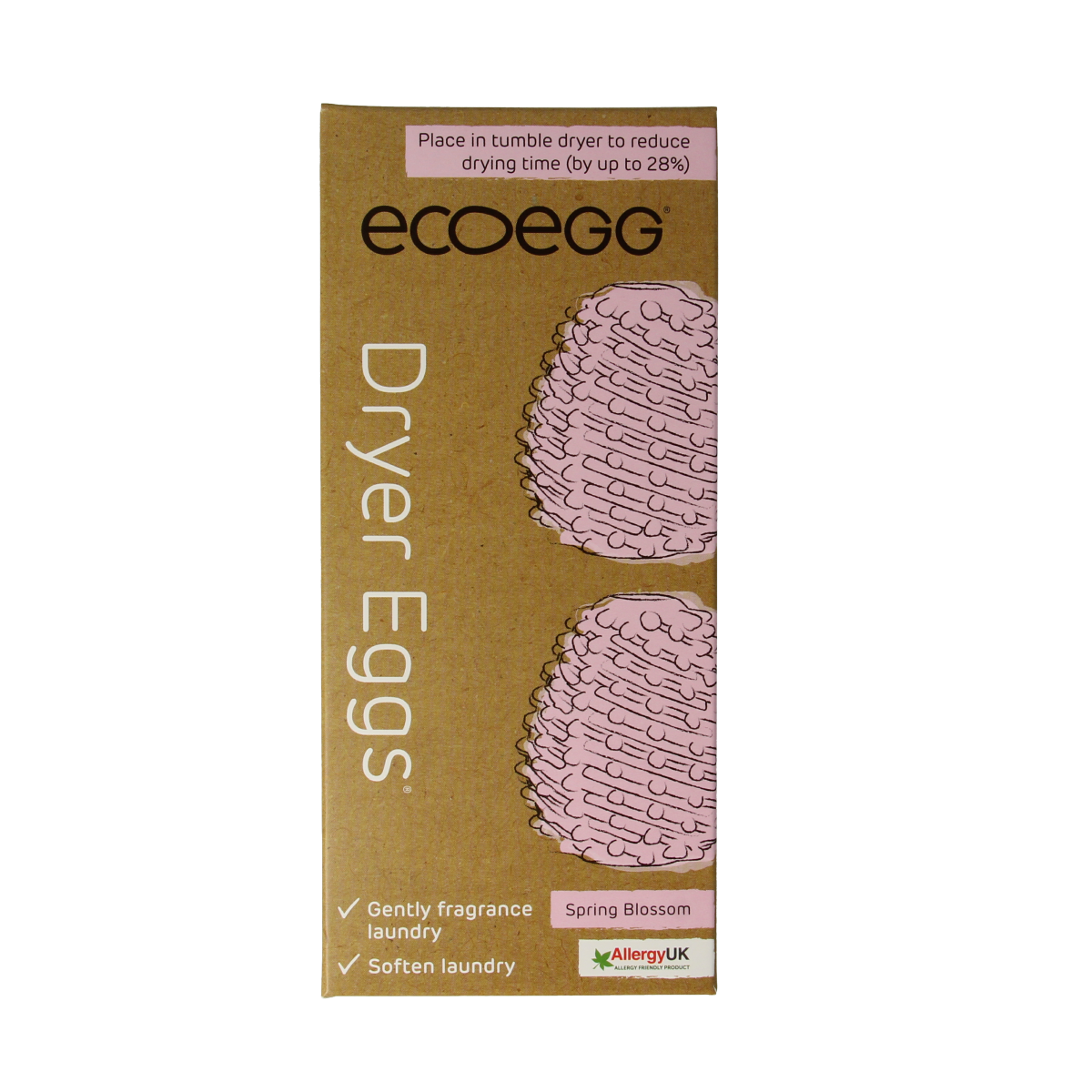 Eco Egg Dryer Egg Spring Blossom for eco-friendly laundry, contains 2 reusable dryer balls from Eco Egg brand.