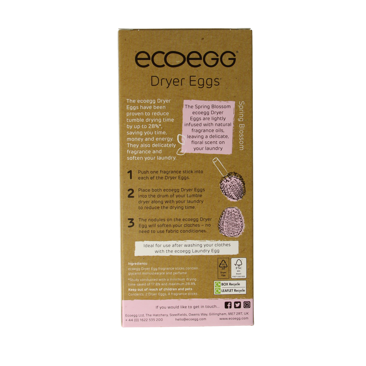 Eco Egg Dryer Egg in spring blossom scent, set of two, eco-friendly laundry accessory for gentle drying.