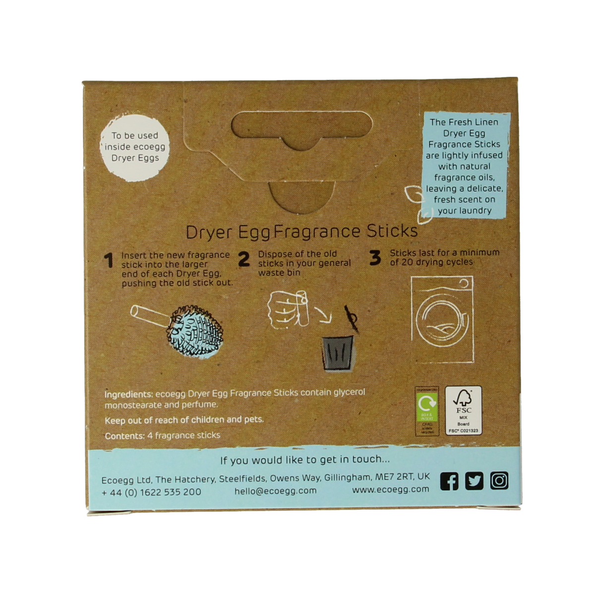 Eco Egg Dryer Egg refill in fresh linen scent, 4-pack, natural fabric softener alternative for eco-friendly laundry.