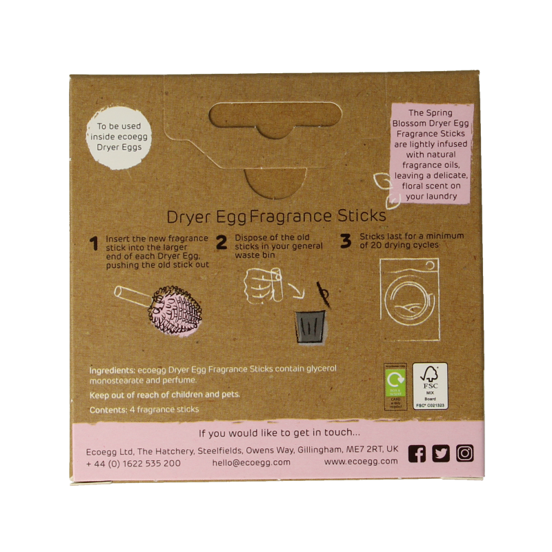 Eco Egg Dryer Egg refill in spring blossom scent, set of 4, eco-friendly laundry detergent pods for soft and fresh clothes