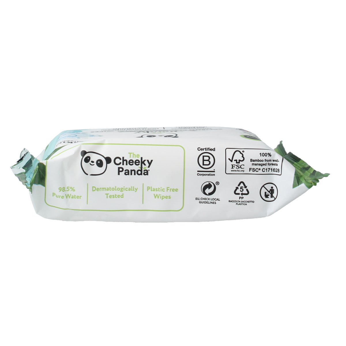 The Cheeky Panda Bamboe gezichtsreinigingsdoekjes parfumvrij, 25 stuks, cruelty-free bamboo facial cleansing wipes on a white background.