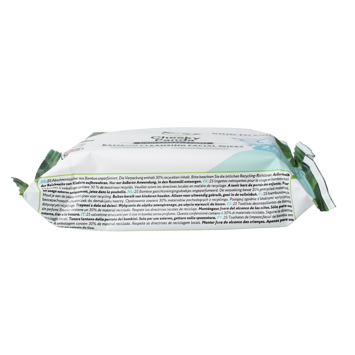 The Cheeky Panda Bamboe fragrance-free facial cleansing wipes, 25 pieces, bamboo-based skincare product for gentle face cleaning.