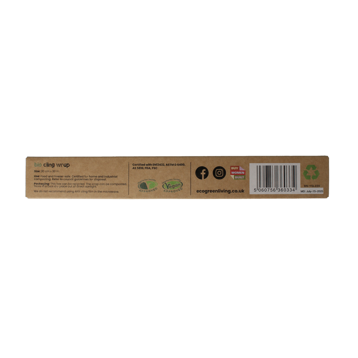 Eco Green Living reusable kitchen wrap, 30 meters, eco-friendly food storage foil for cooking and dining.