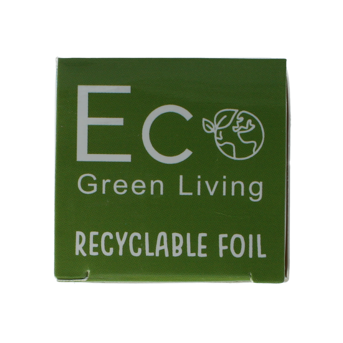 Eco Green Living aluminium foil roll, 10 meters, with household trash bags and foil packaging, in green color.