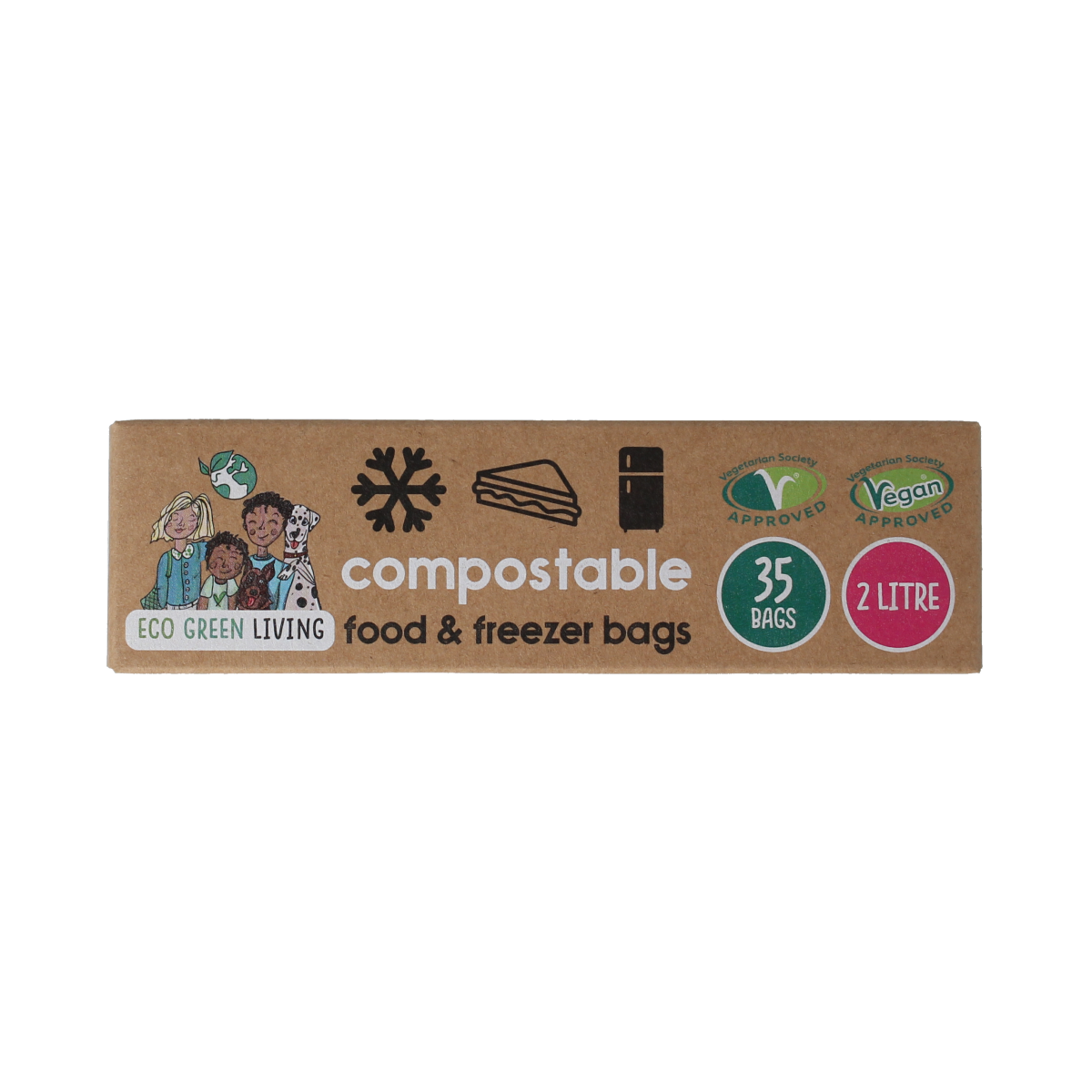 Eco Green Living 2-liter trash bags, 35-pack, durable household waste and freezer storage bags with strong plastic material