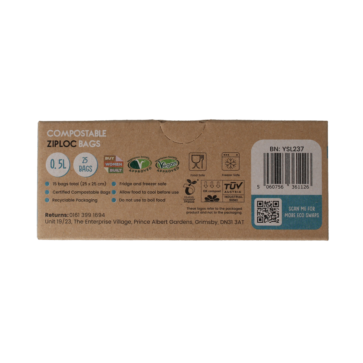 Eco Green Living 0.5L reusable storage bags, set of 15, waterproof and resealable for household organization and waste collection.