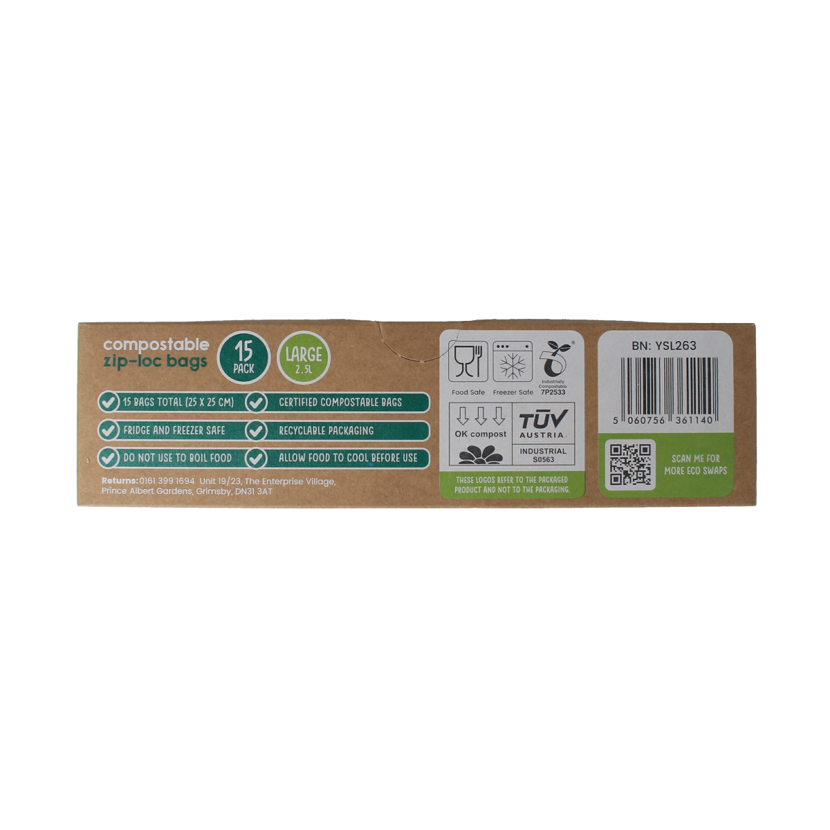 Eco Green Living reusable 2.5L storage bags, set of 15, made of durable material for household organization and waste management.