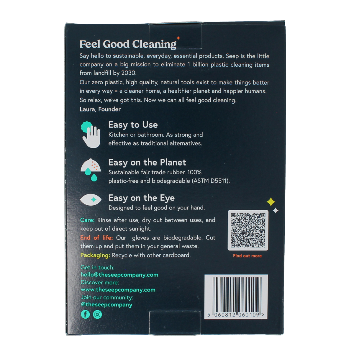 Seep rubber household gloves in eco size L, pair of durable, flexible cleaning gloves for household chores.