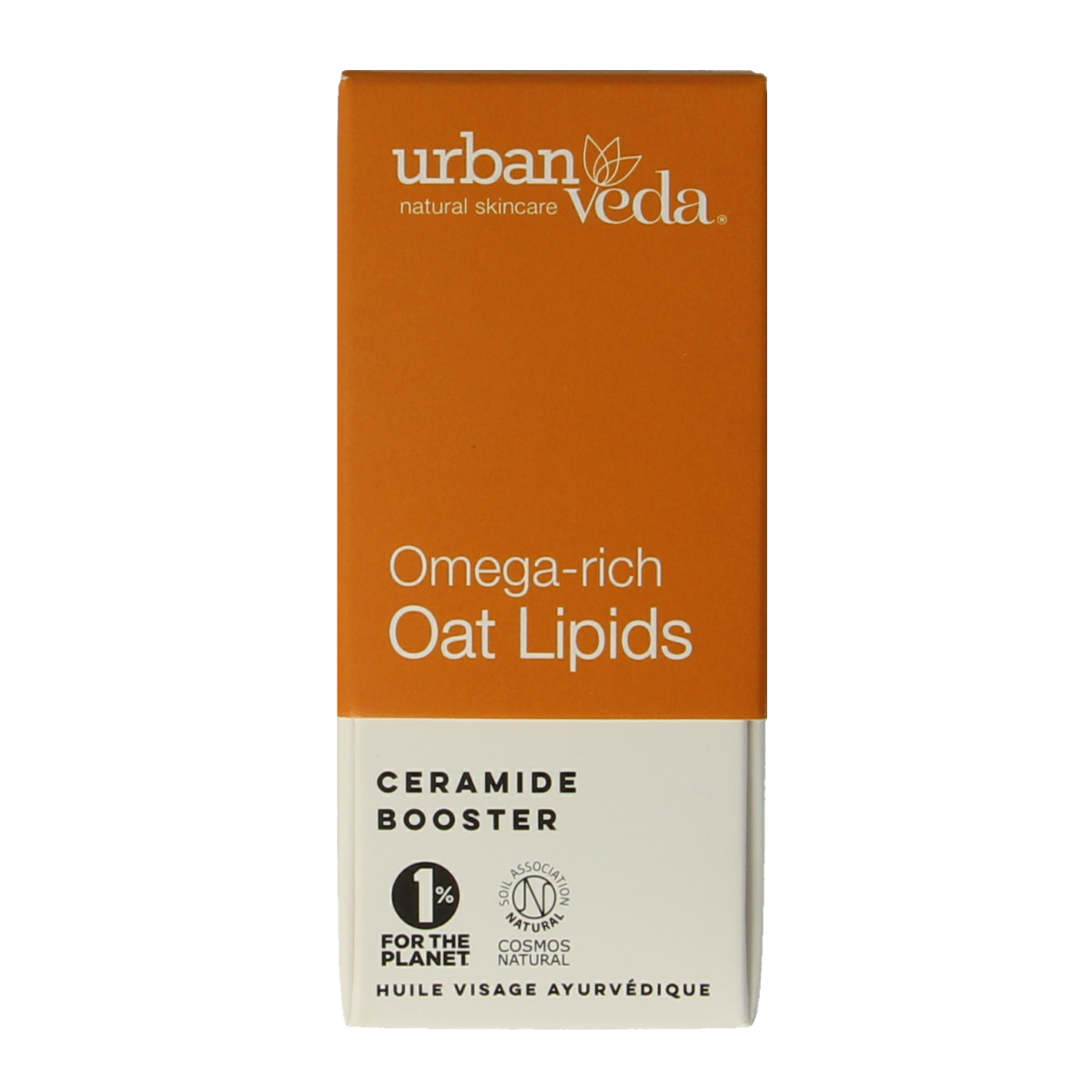 Urban Veda Booster Oat Lipid facial skincare product in a 15ml bottle, designed for nourishing and hydrating the skin.