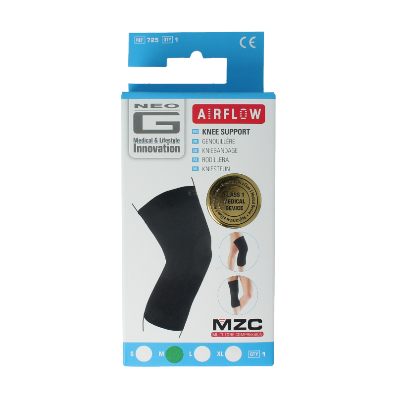 Neo G Airflow knee support brace in size M, designed for comfortable knee stabilization and support.