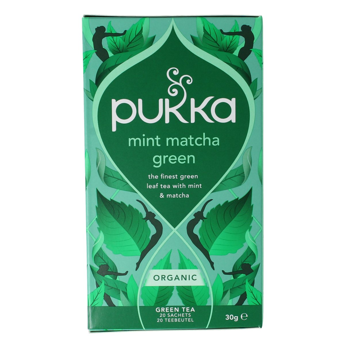 Pukka Mint Matcha Green Tea in a box with 20 tea bags, organic herbal tea from Pukka.