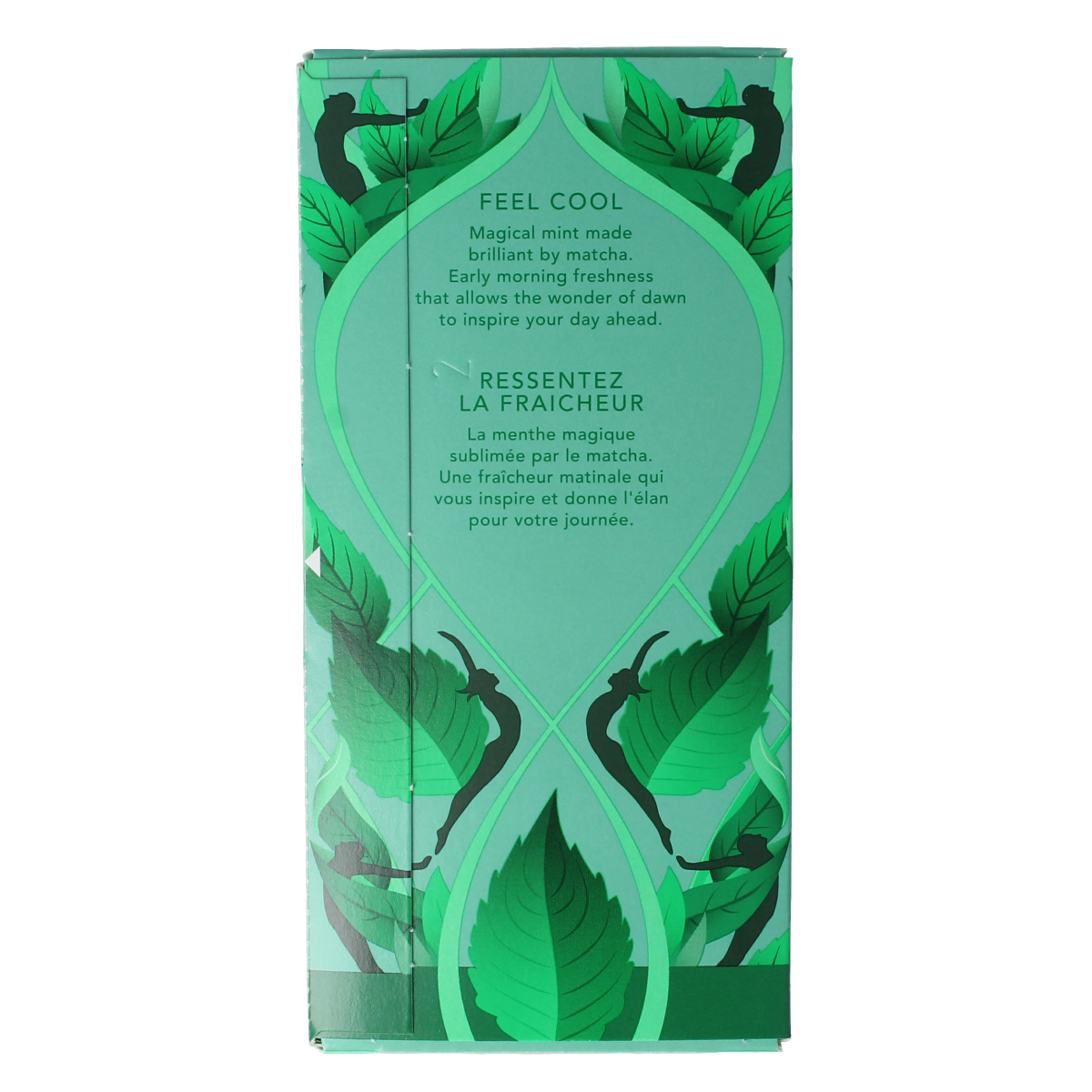 Pukka Mint Matcha Green Tea bio sachets, fresh green tea leaves with mint flavor, in a box of 20 tea bags.