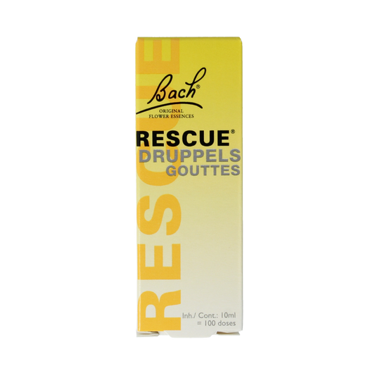 Bach Rescue Rescue herbal drops in 10ml bottle, a herbal remedy from Bach Rescue brand for stress relief and emotional balance