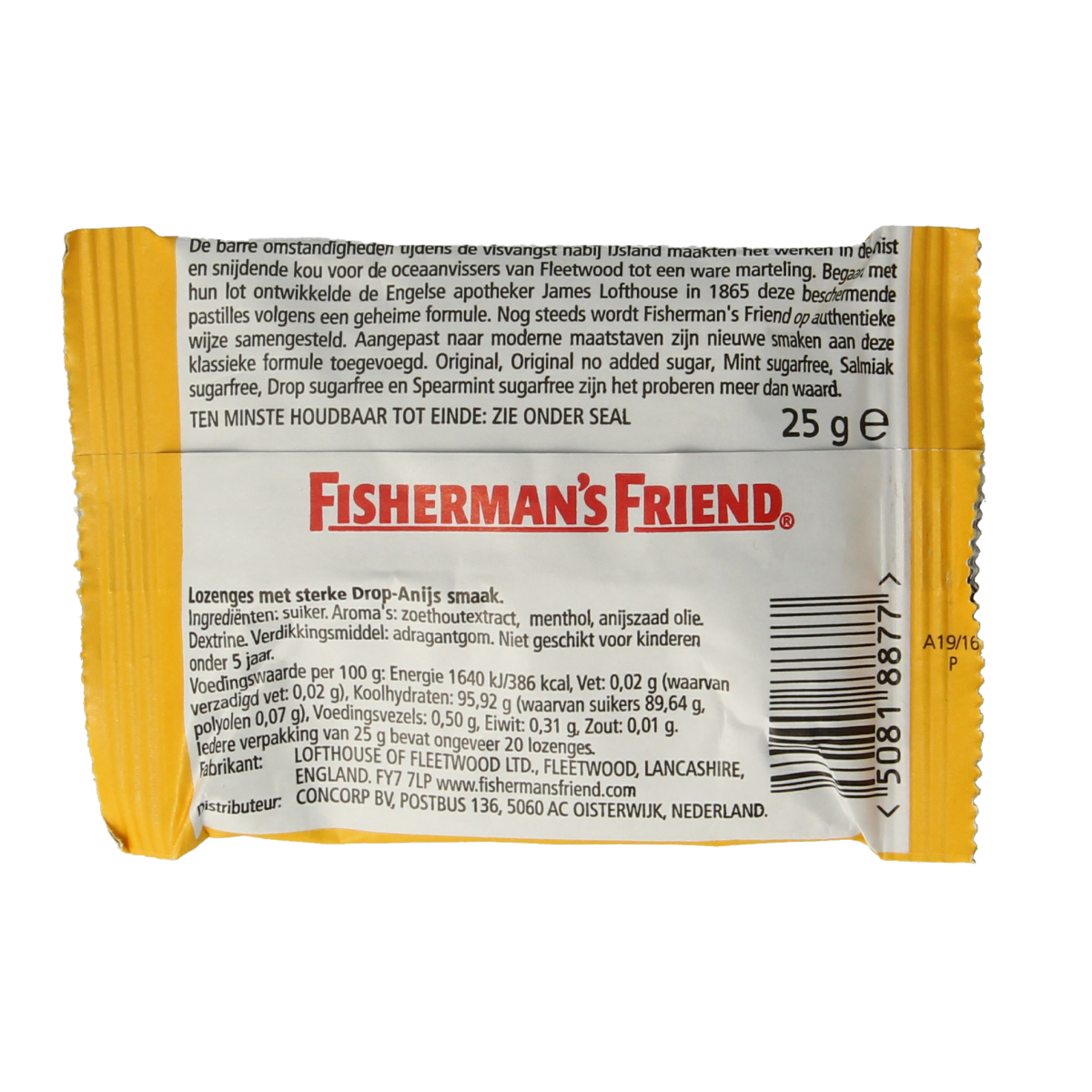 Fisherman's Friend Sterk drop-anijs snoepgoed in 25g package, anis-flavored lozenges with strong menthol taste