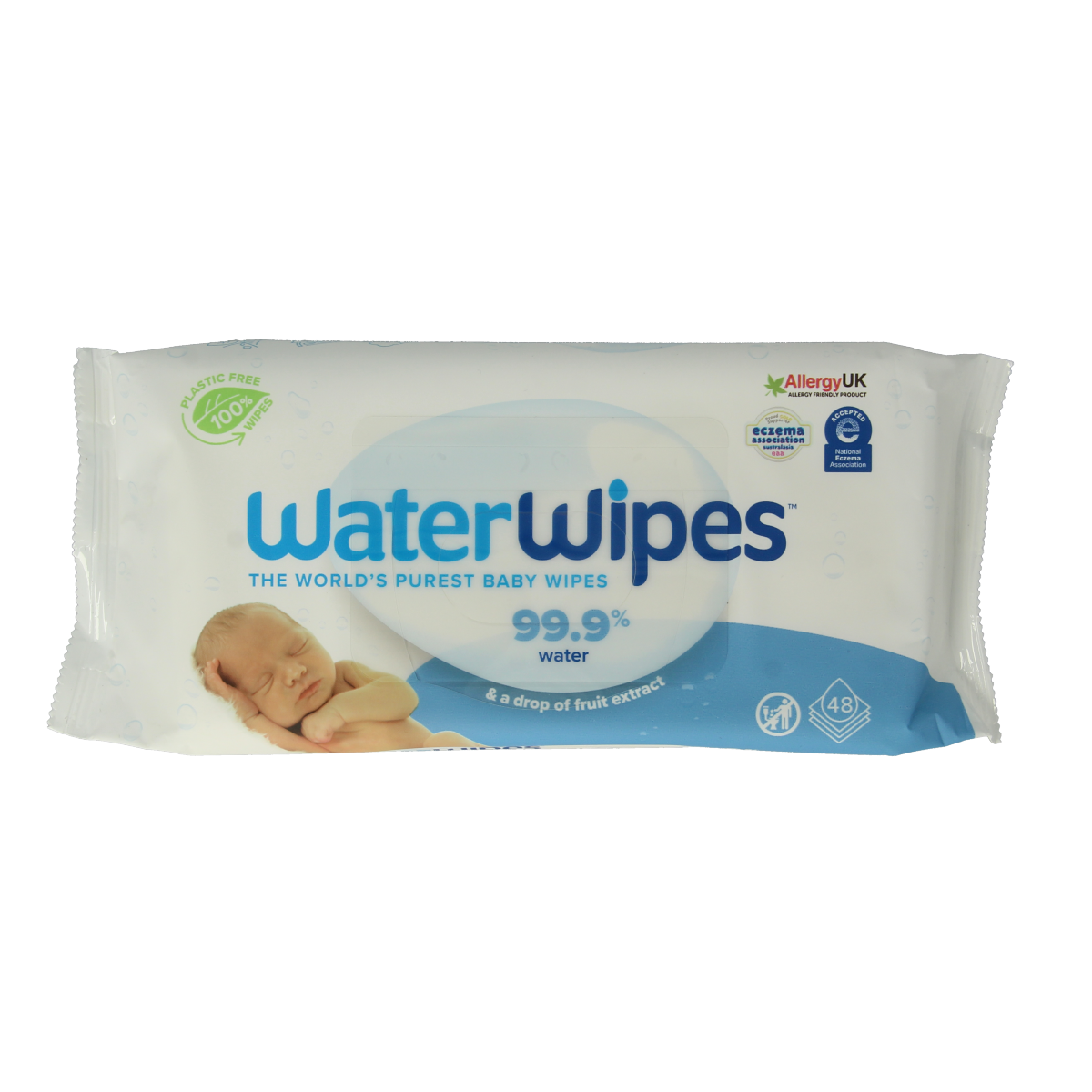 Waterwipes Babydoekjes in a pack of 48, gentle baby wipes for newborn and toddler skincare, by Waterwipes.