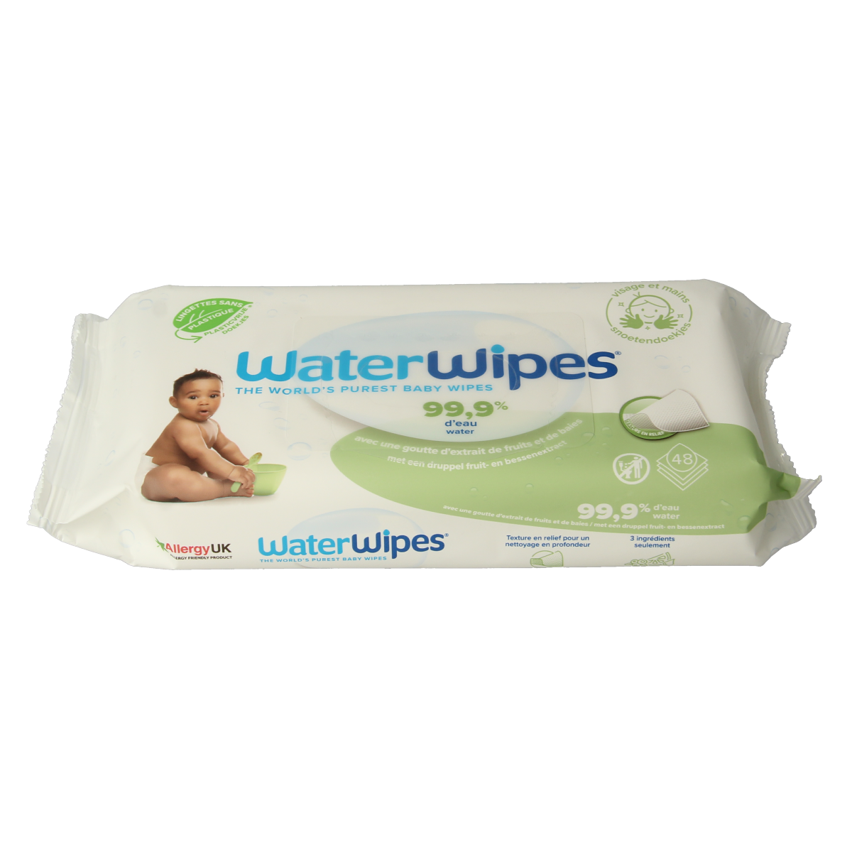 Waterwipes Snoetendoekjes for babies and toddlers, pack of 48, gentle baby wipes for sensitive skin, by Waterwipes.