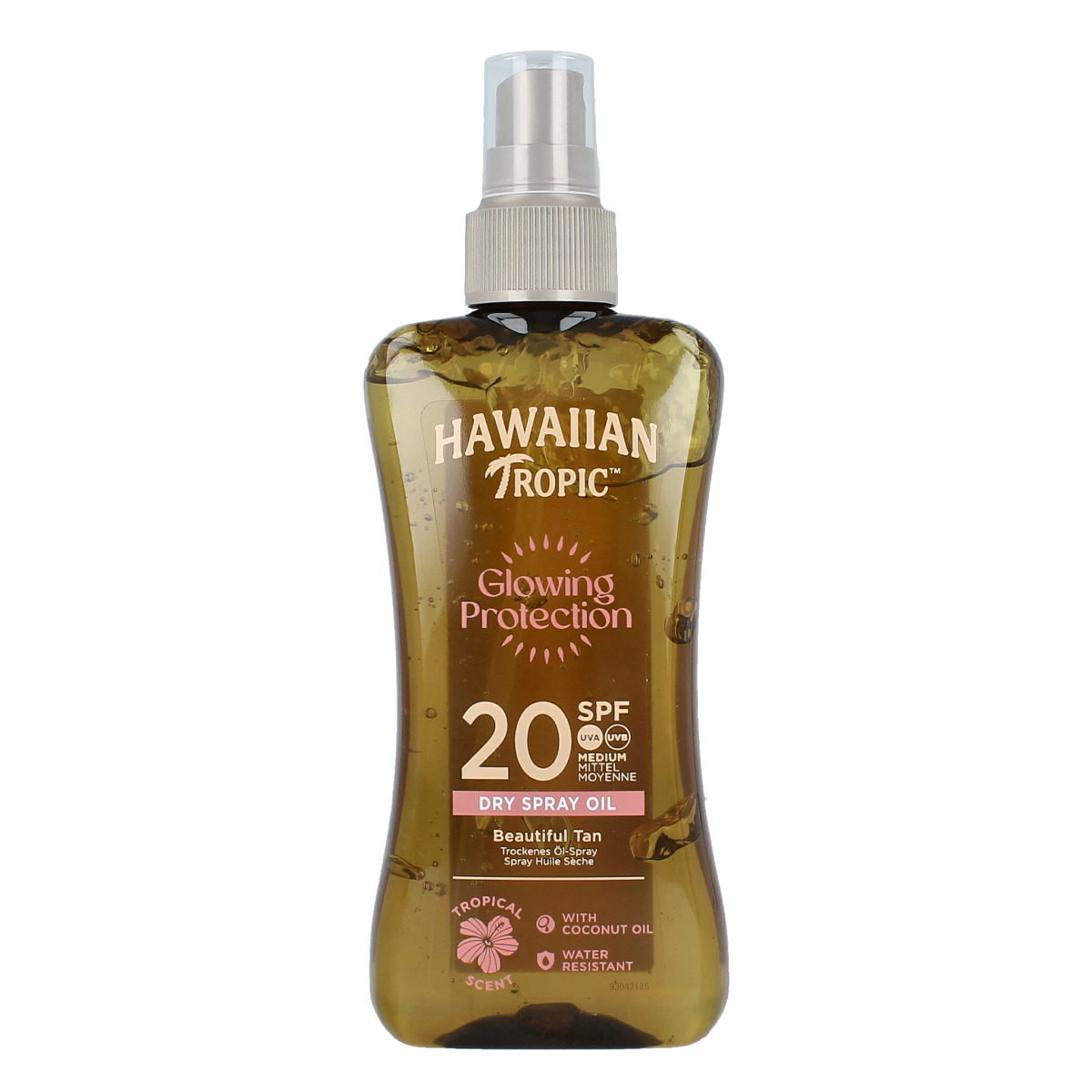 Hawaiian Tropic SPF 20 Protect Oil, 200ml bottle, sun protection tanning oil with tropical scent, for outdoor sunbathing.