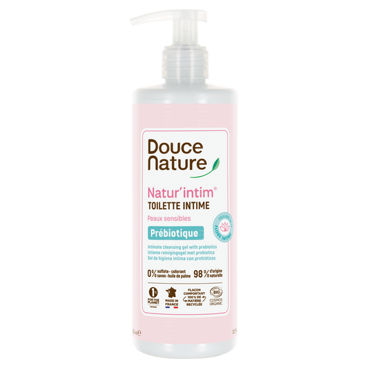Douce Nature natur intime reinigingsgel for women with prebiotics, 400ml, gentle bio feminine hygiene product.