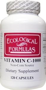 Ecological Form Vitamin C 1000mg capsules in a bottle, showcasing 120 eco-friendly dietary supplement capsules.