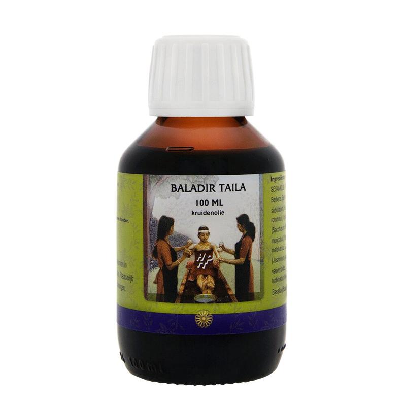 Holisan Baladir taila 100ml bottle for body care, featuring a dark glass container with a label and cap, on a plain background.