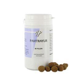 Holisan Pavitrayur herbal preparations, 80 pieces, assorted dried herbs and spices in a transparent container.