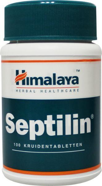 Himalaya Septilin herbal tablets in a blister pack, natural medicine supplement for immune support, by Himalaya.