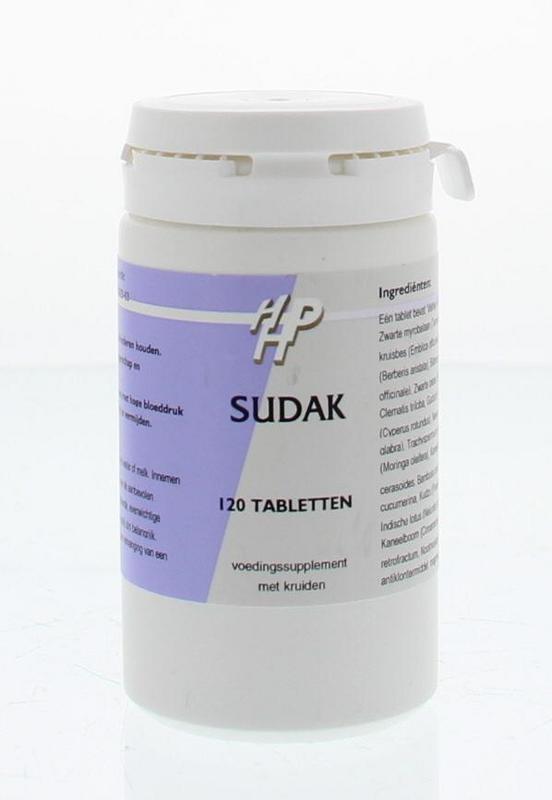Holisan Sudak 120.00 herbal supplement tablets, showing a bottle with tablets inside, natural herbal product by Holisan.