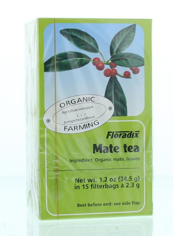 Salus Mate thee bio 15.00 Zakjes, organic herbal tea in packaging, natural ingredients, ready for brewing.