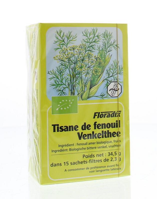 Fresh Salus Venkel thee bio with 15 tea bags, showcasing aromatic fennel herbal tea in a natural, eco-friendly packaging.