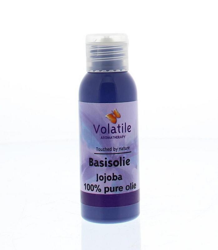 Volatile Jojoba basisolie 50ml in a clear bottle, ideal for body care and natural skincare routines.