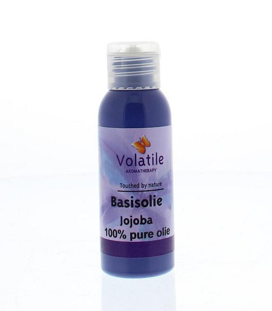 Volatile Jojoba basisolie 50ml in a clear bottle, ideal for body care and natural skincare routines.