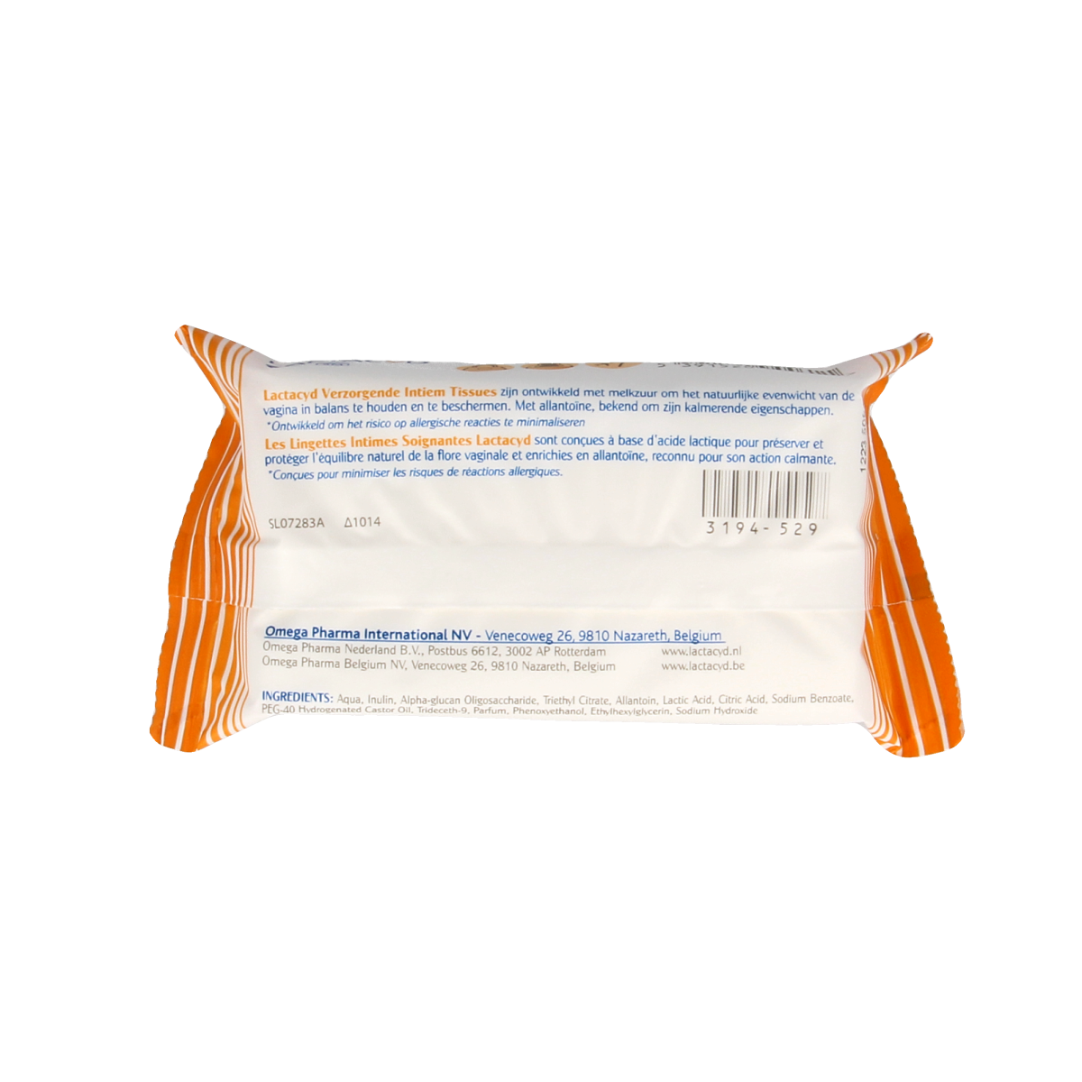 Lactacyd tissues for women, 15 packs of feminine hygiene tissues, soft and gentle, branded Lactacyd, shown in the image.
