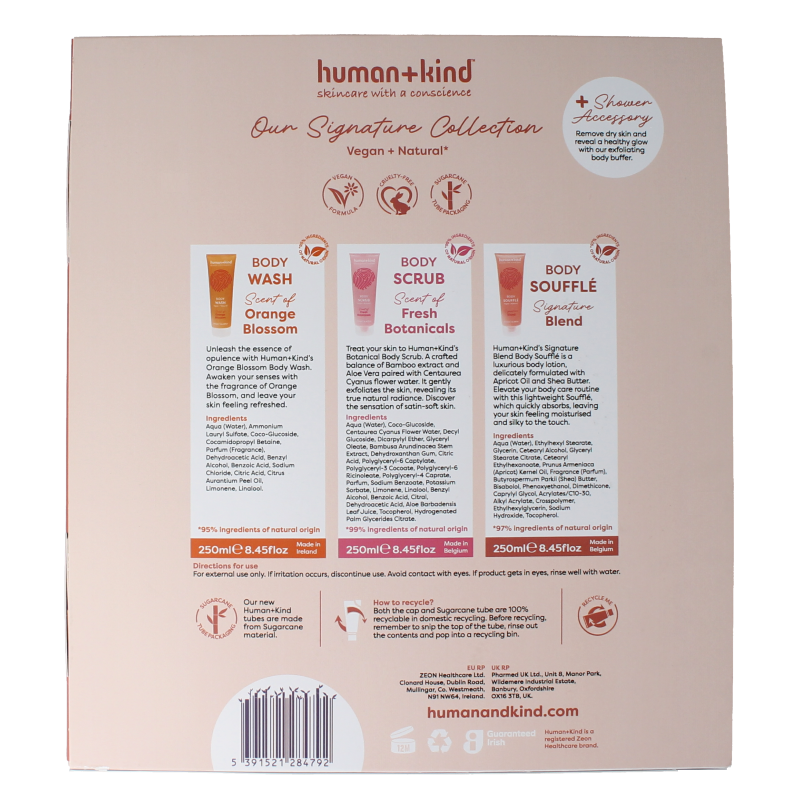 Human+Kind gift set featuring signature body care products in a stylish package, ideal for gifting or personal use.