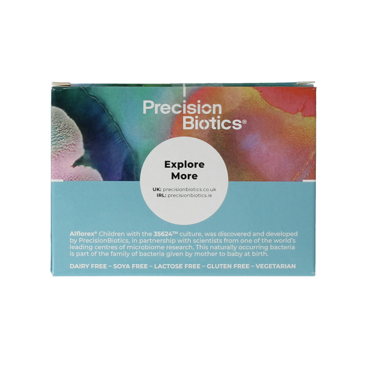 Alflorex Children probiotic supplement sachets in a box, designed for kids' digestive health, by the Alflorex brand.