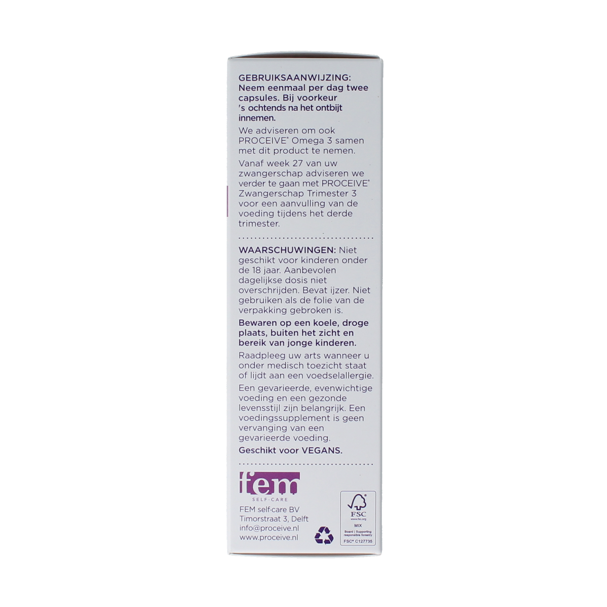 Proceive Kinderwens trimester 2 multivitamin capsules, 60-count, designed to support early pregnancy health and wellness.