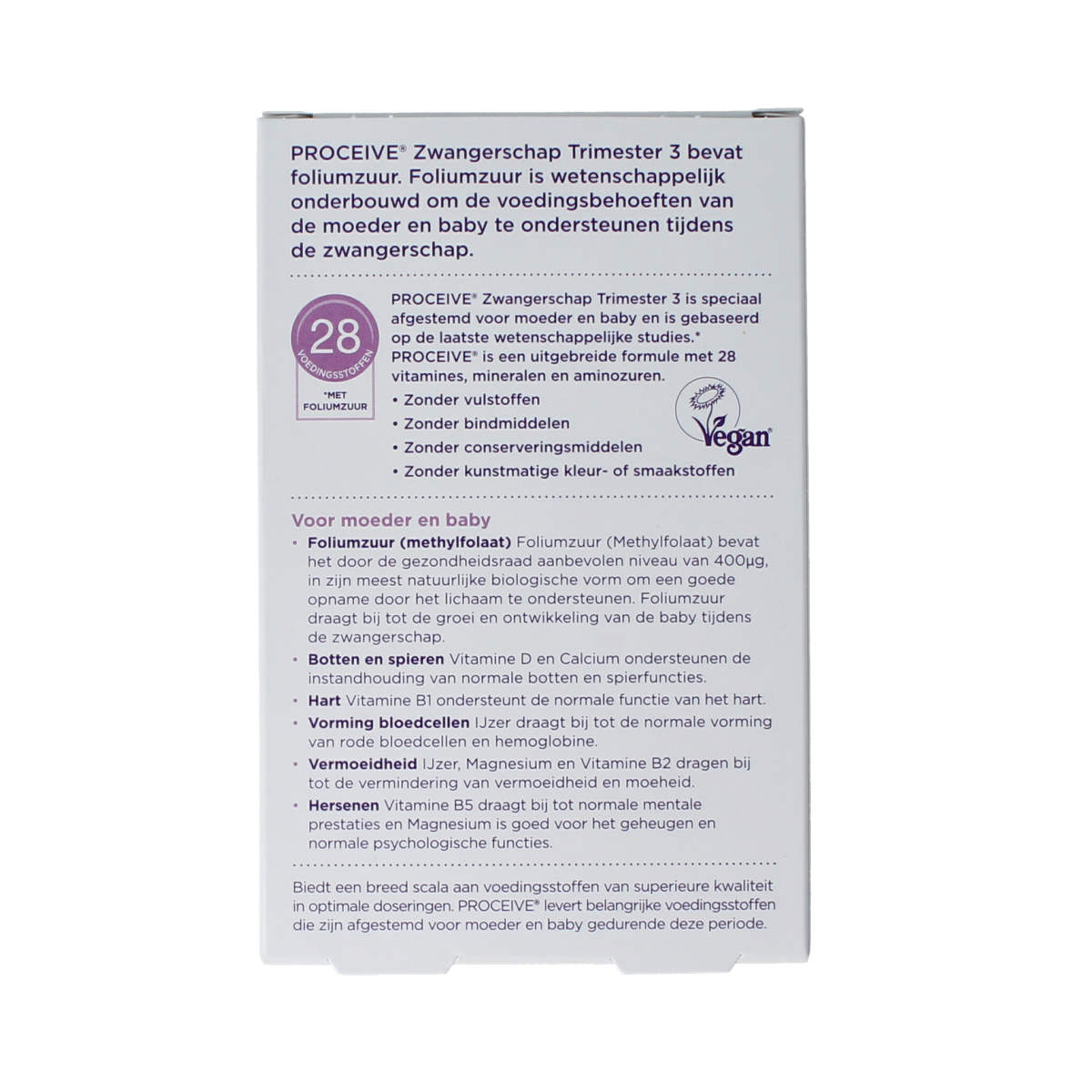 Proceive Kinderwens trimester 3 multivitamin capsules, supplement for pregnancy, with 60 capsules in a blister pack.