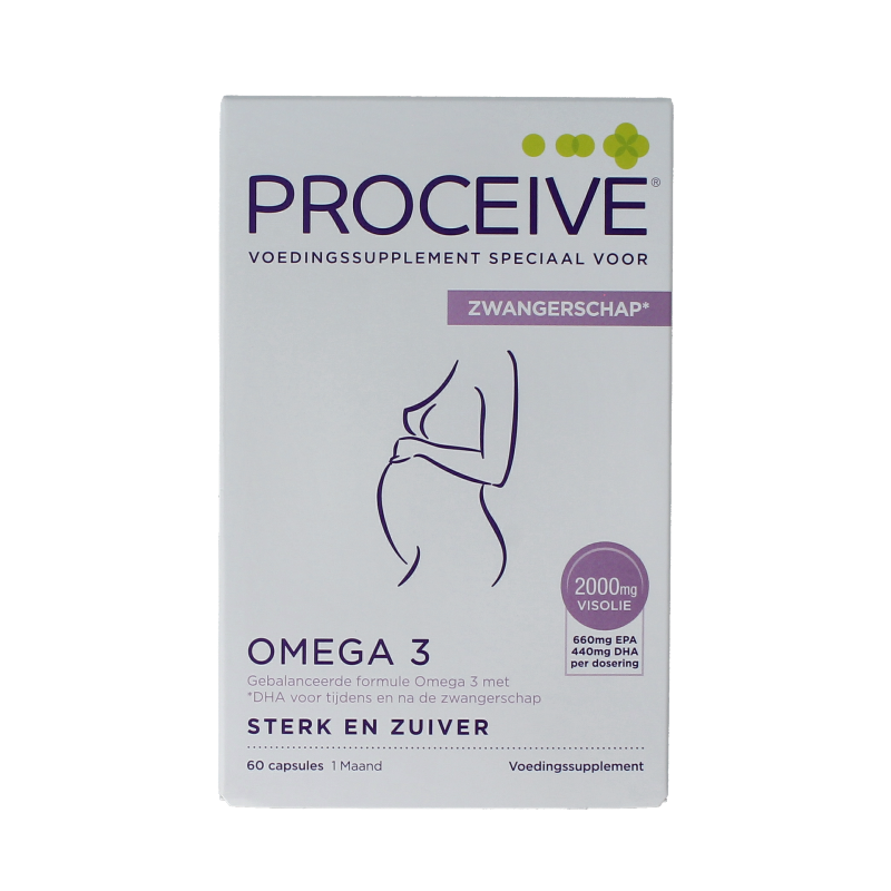 Proceive Kinderwens & Zwangerschap Omega 3 Vetzuren capsules, 60 softgels, for supporting fertility and pregnancy health.