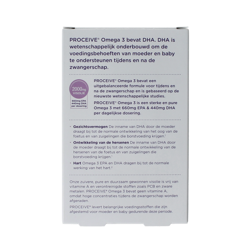 Proceive Kinderwens and zwangerschap omega-3 vetzuren capsules, 60 softgel supplements for fertility and pregnancy health.