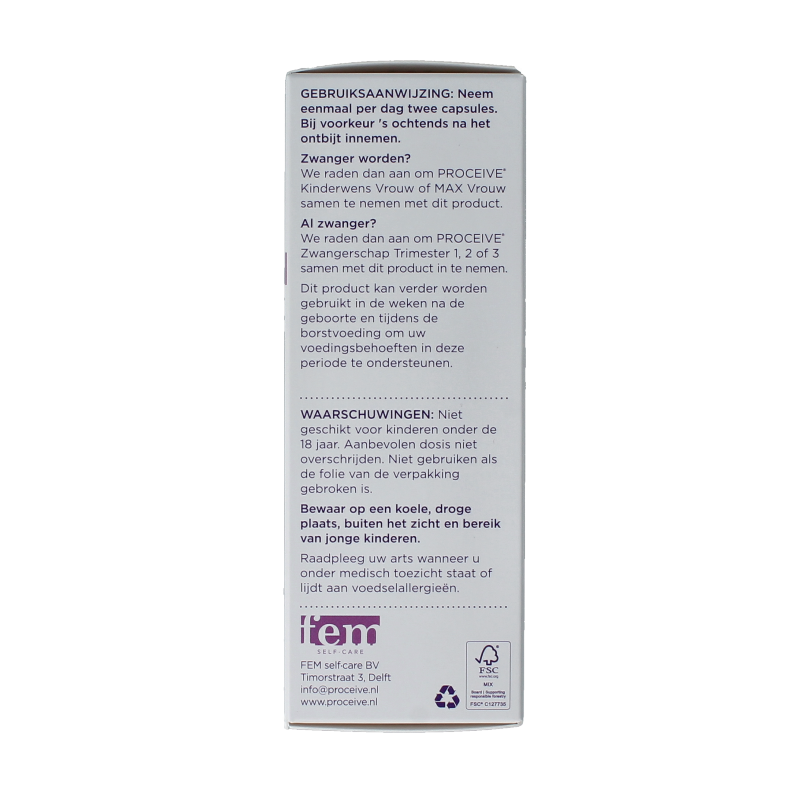 Proceive Kinderwens and zwangerschap omega 3 vetzuren capsules, 60 softgels for fertility and pregnancy support.