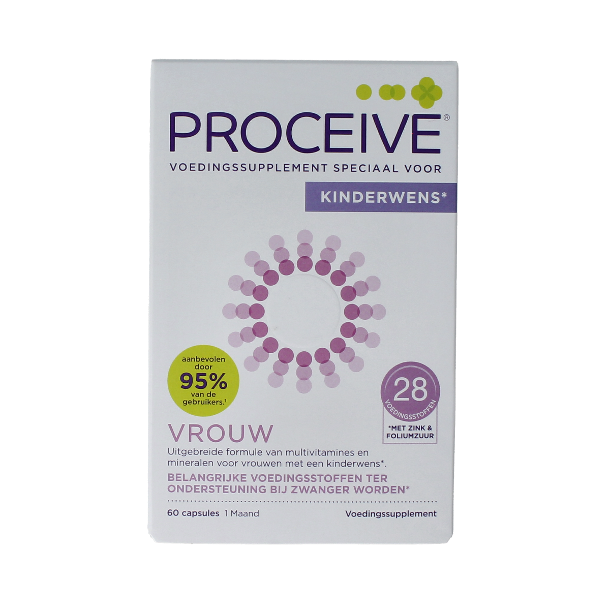 Proceive Kinderwens vrouw multivitamine capsules, 60 count, dietary supplement for women trying to conceive