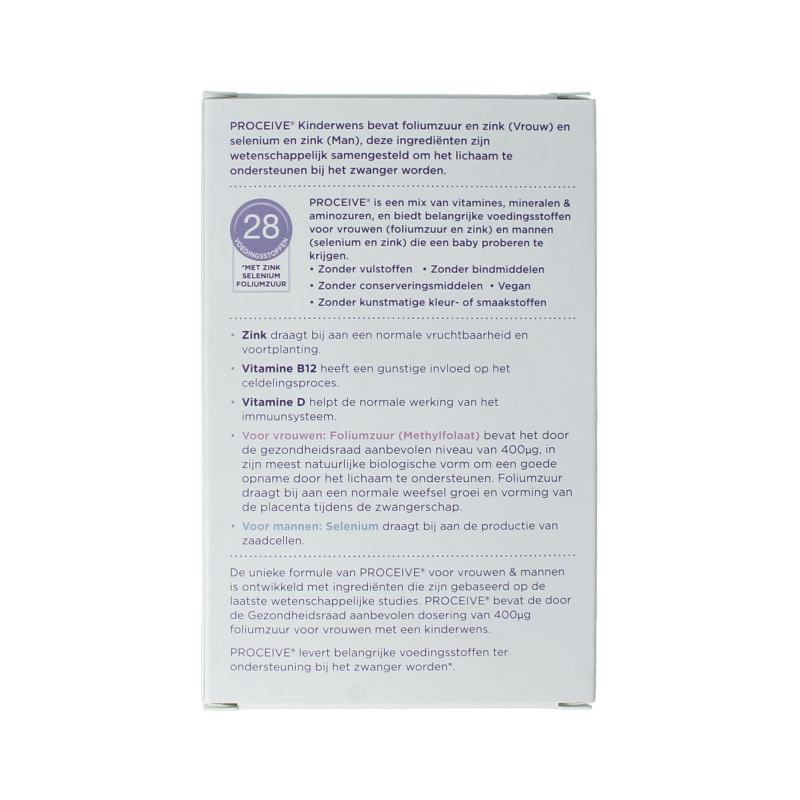 Proceive Kinderwens Duo multivitamin capsules for women, showing two bottles of Proceive brand dietary supplements.