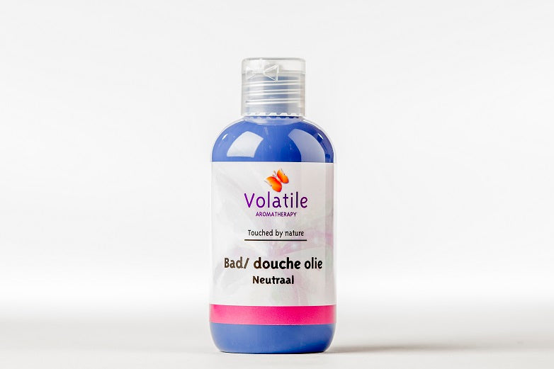Volatile Badolie neutraal 100ml bottle for bath and shower with a clear, minimalist design and neutral label.