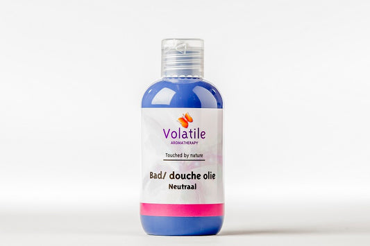 Volatile Badolie neutraal 100ml bottle for bath and shower with a clear, minimalist design and neutral label.