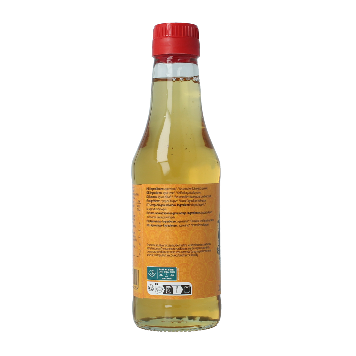 Organic Yakso Agave syrup in a 240ml bottle, natural sweetener made from agave plant, ideal for baking and beverages.
