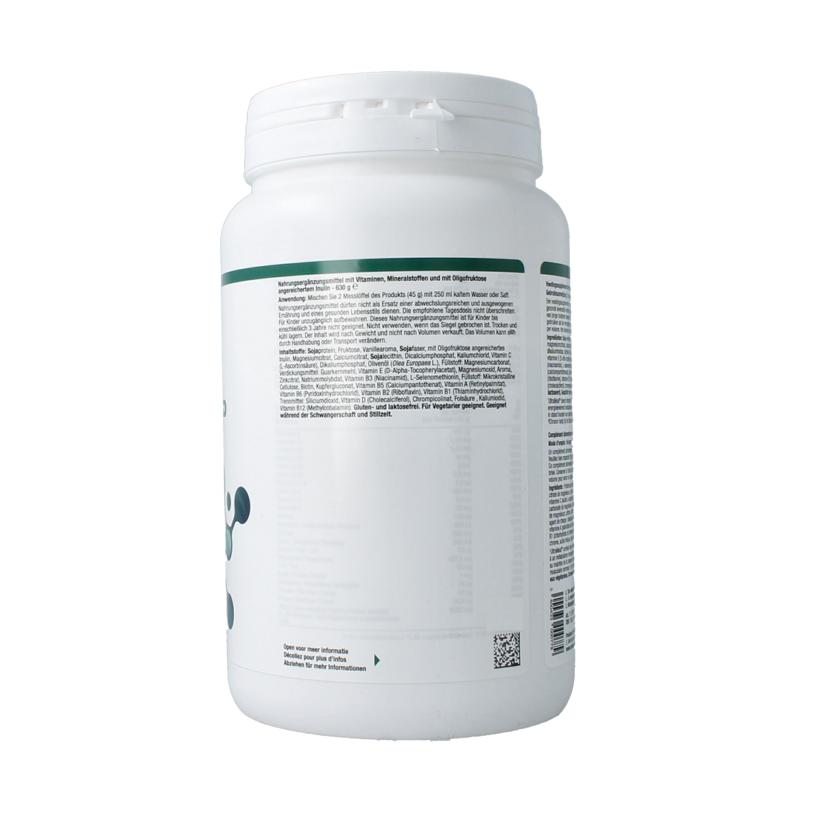 Metagenics Ultra Meal Vanille amino acid supplement in 630g container, featuring vanilla flavor and nutritional packaging.
