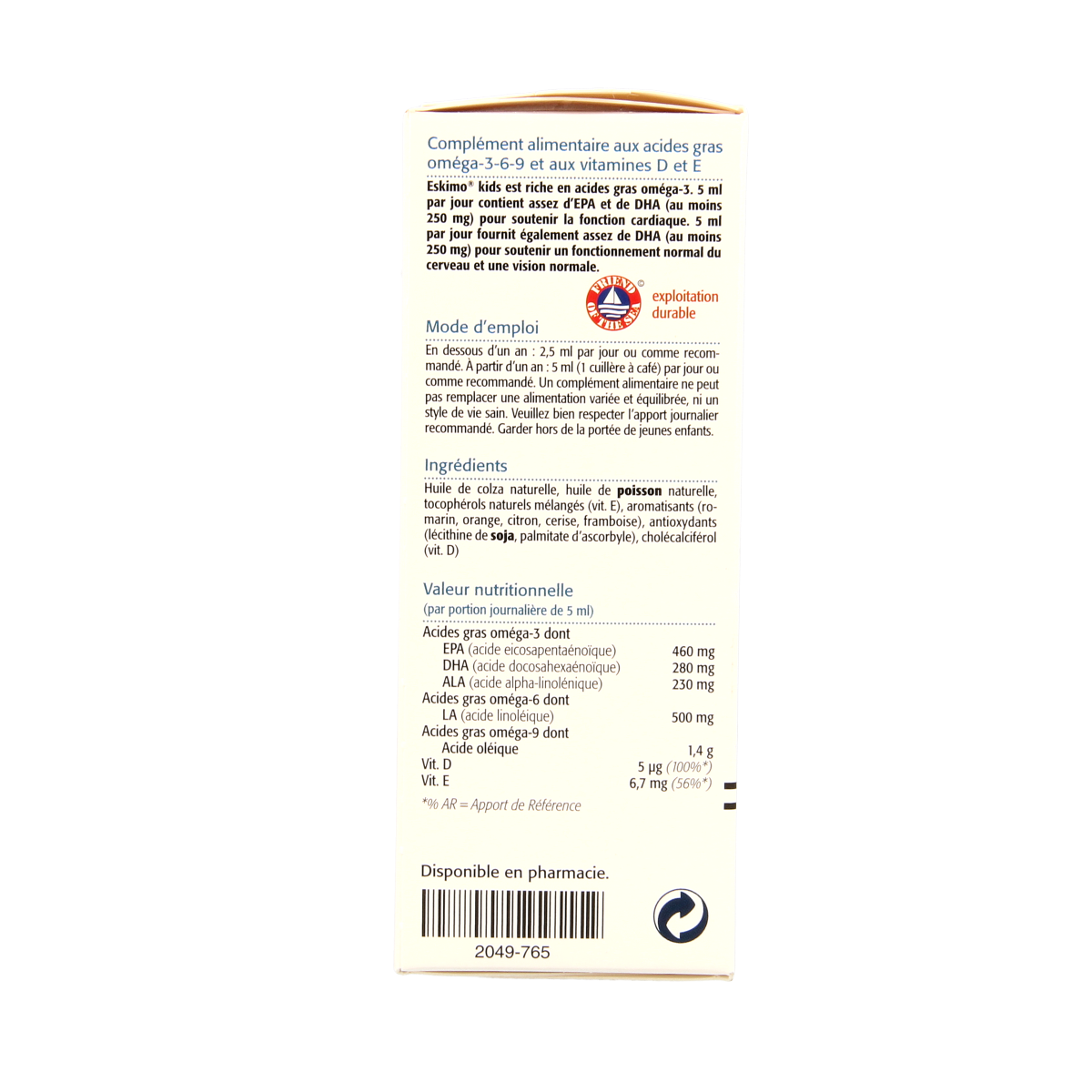 Metagenics Eskimo-3 Kids tutti frutti flavor fish oil supplement in 105ml bottle, vibrant packaging for children’s omega-3.