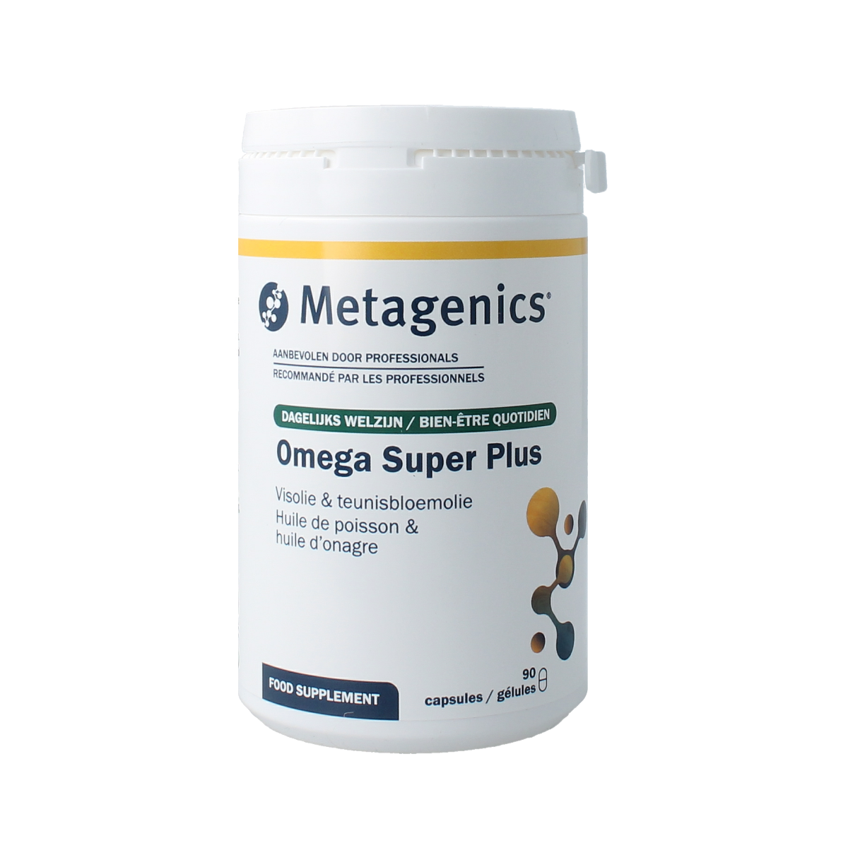Metagenics Omega Super Plus Vetzuren capsules, 90 count, softgel supplement with omega fatty acids for overall health.