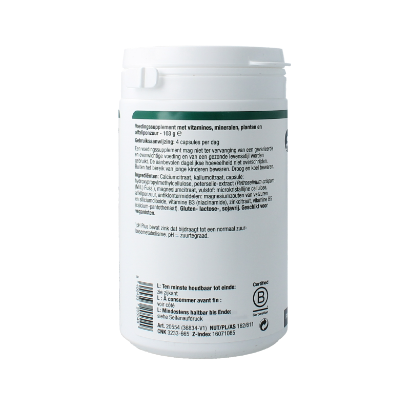 Metagenics PH Plus mineral multivitamin capsules in a bottle, dietary supplement for pH balance and mineral support.