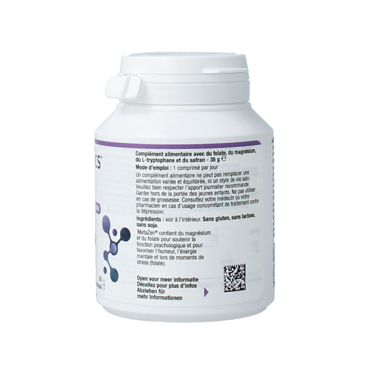 Metagenics Metazen amino acid tablets in a blister pack, dietary supplement for overall health and wellness.