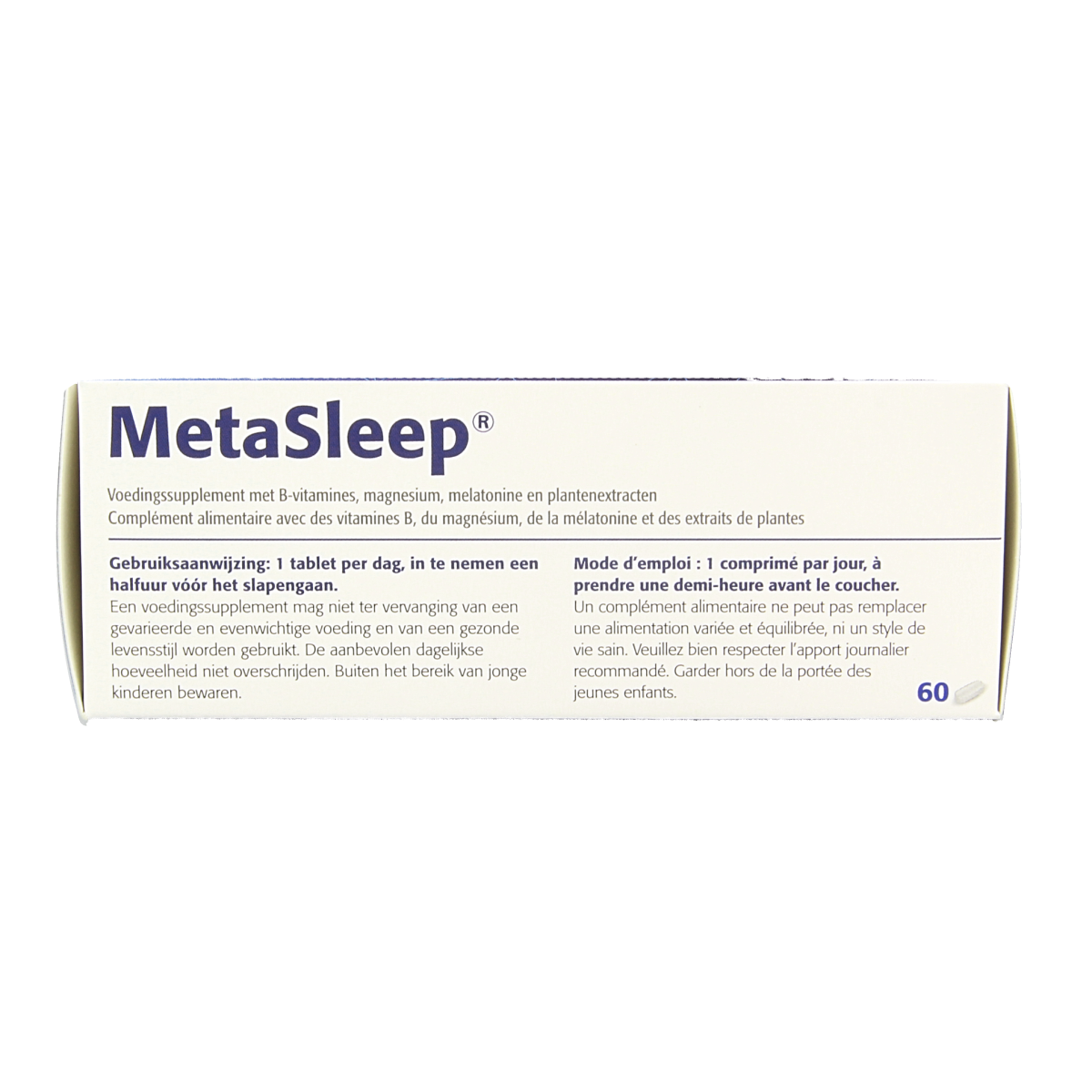 Metagenics Metasleep mineral multivitamin tablets in bottle, dietary supplement for sleep support, 60 tablets.